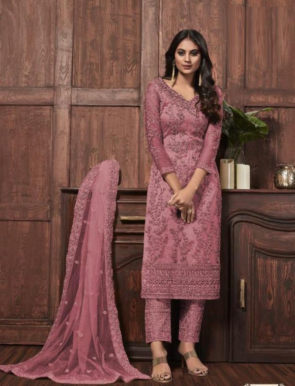 Flamboyant Pink Color Heavy Embroidery Work Salwar Suit