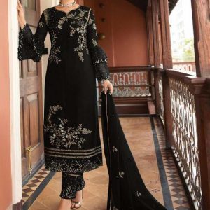 luxurious Black Color Embroidery Work Pakistani Salwar Suit