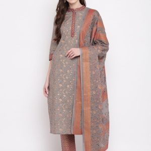 Jazzy Grey Color Full Stitched Cotton Printed Pent Salwar Suit For Function Wear