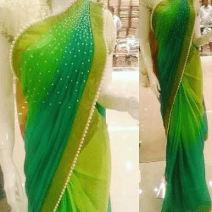 Beautiful Festival Wear Parrot Green Colour Saree