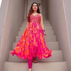 luxurious And Orange Color Party Wear Anarkali Suit