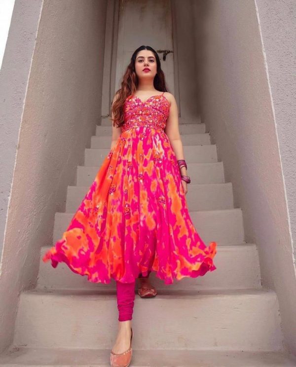 luxurious And Orange Color Party Wear Anarkali Suit