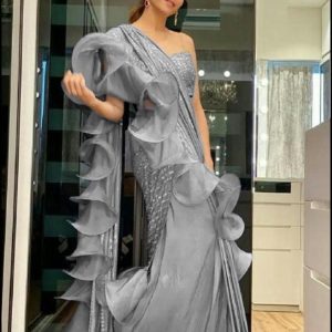 Adorable Grey Colour Saree