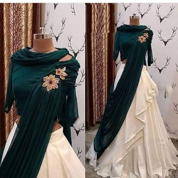 Elegant Festival Wear Off White Colour Crop Top Lehenga