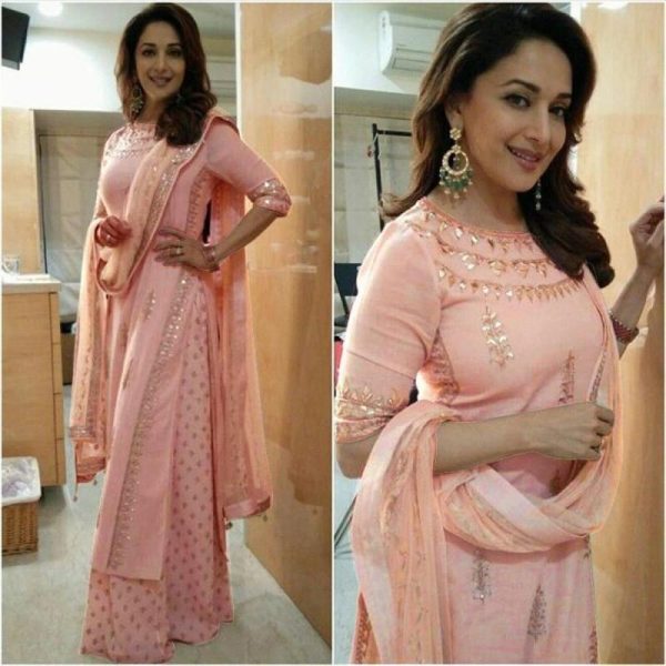 Dhak Color Embroidery Work Plazo Suit