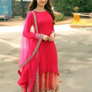 Fancy embroidered With Sequence Work Pink Color Plazzo Suit