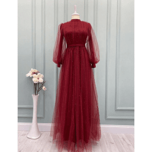 Maroon Colour Full Neck Long Gown