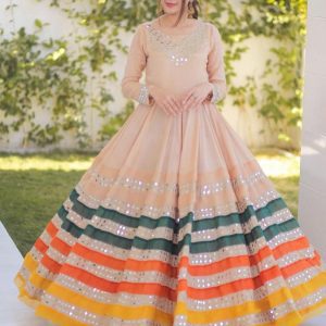 All functional Colour Embroidery Work Designer Long Gown
