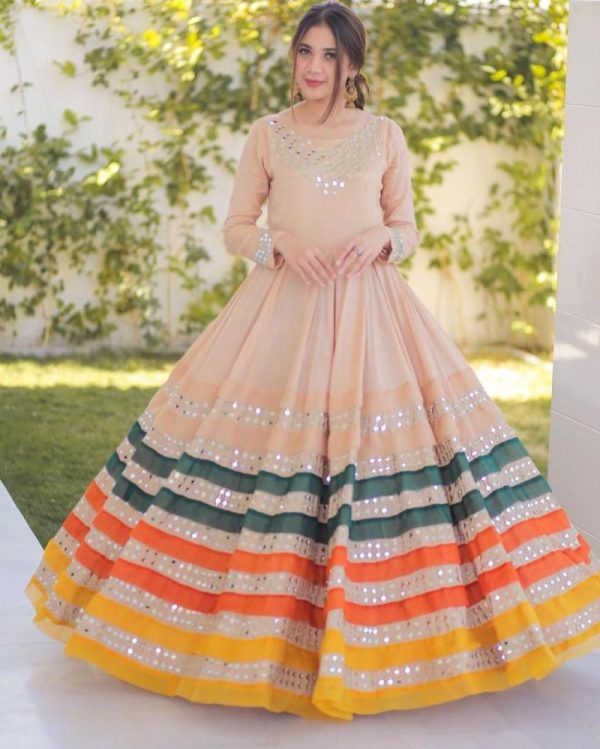 All functional Colour Embroidery Work Designer Long Gown