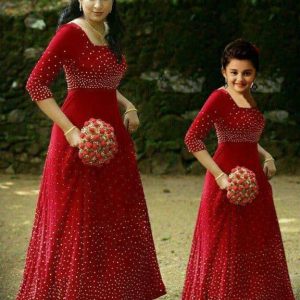 popular Daughter Combo Taffeta Silk Red Designer Gown