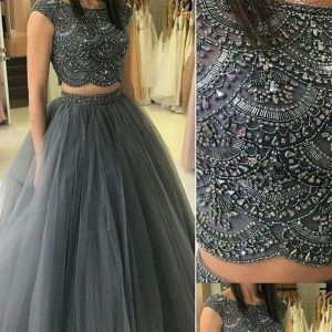 popular Gray Color Embroidery Work Net Lehenga Choli