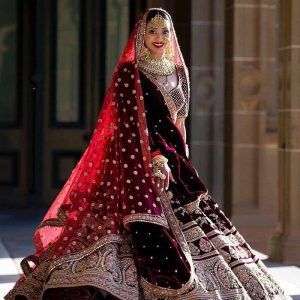 Maroon Color Velvet Silk Elegant Collection Lehenga Choli