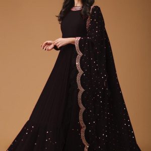 All functional Color Anarkali Sequin Designer Gown