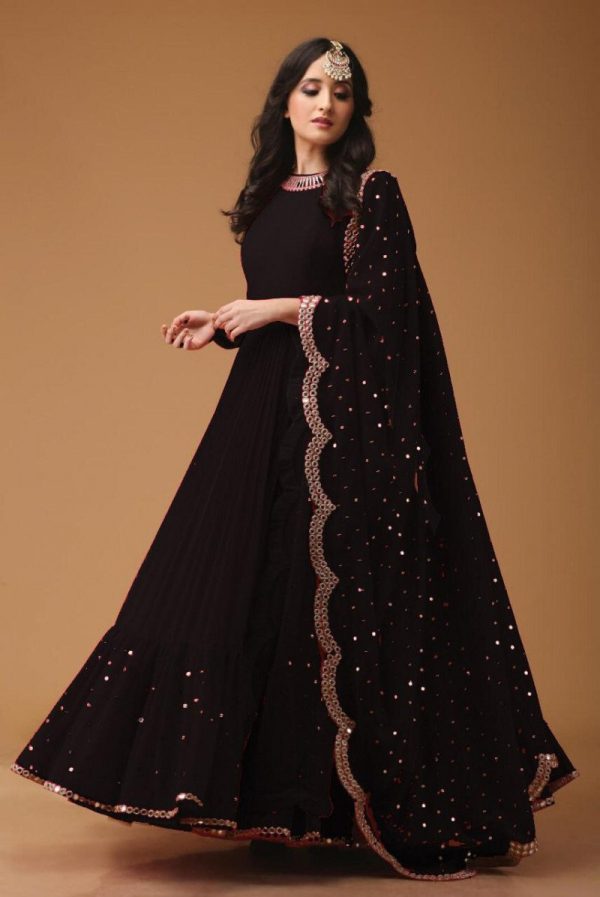 All functional Color Anarkali Sequin Designer Gown