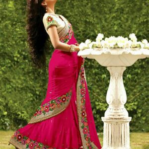glorious pink goegrette saree