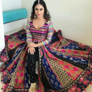 All functional Satin Multi Color Printed Anarkali Suit