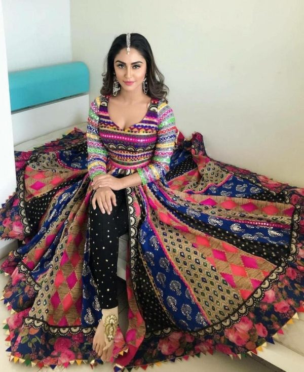 All functional Satin Multi Color Printed Anarkali Suit