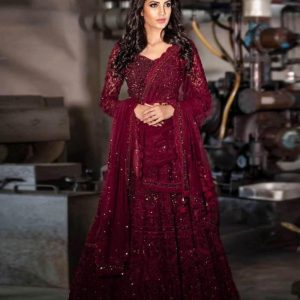 All functional Red Color Stich Work Long Gown