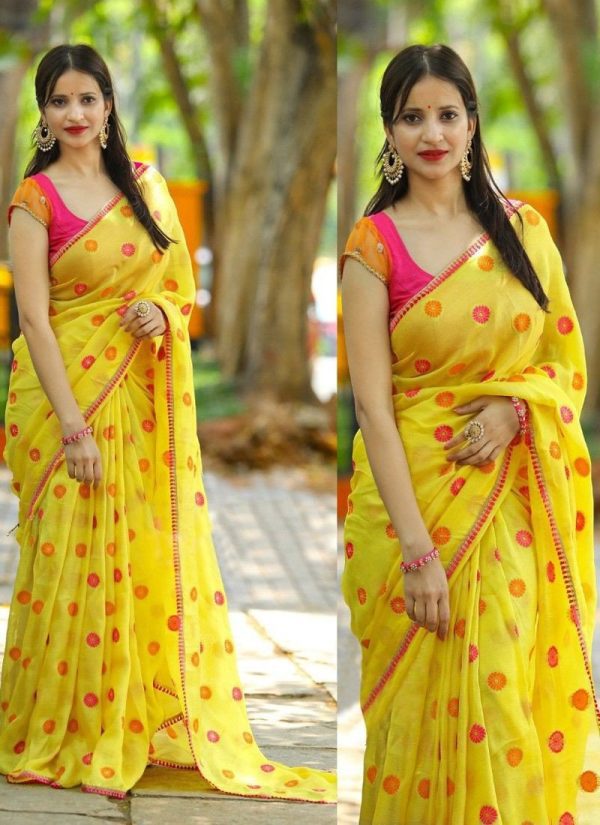 Magnetic Yellow Colour Haldi Special Saree
