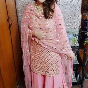 Impressive Pink Sharara Suit