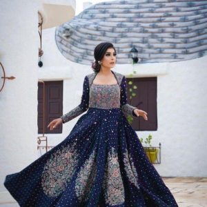 Charming Blue Color Party Wear Gown