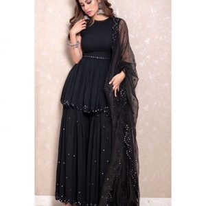 luxurious Black Colour Georgette Sharara Suit