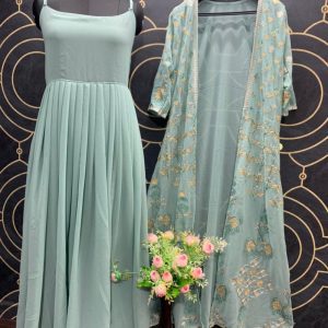 Bollywood Aqua Green Color Koti With Gown