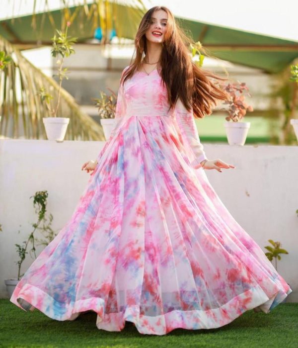 incredible Pink Color Designer Gown