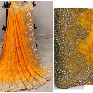 Graceful Embroidered Yellow Colour Silk Saree