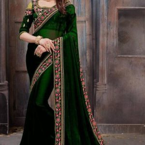 Gleaming Green Colour Saree