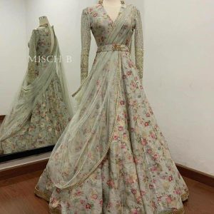 All functional Wear Gown With Silk Belt