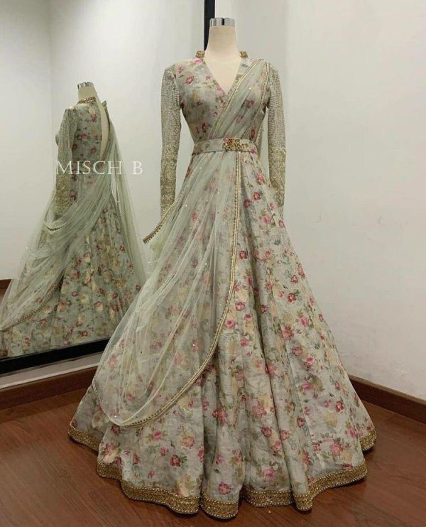 All functional Wear Gown With Silk Belt