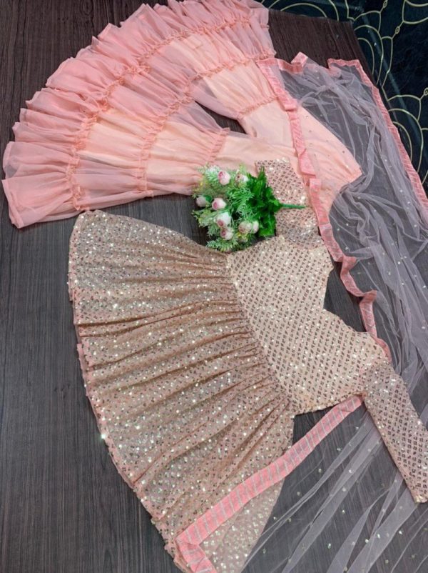 Attractive Heavy Sequnce Work Top With Sharara Suit