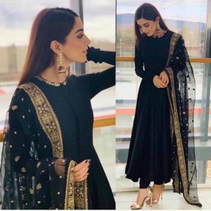 luxurious Black Color Georgette With Embroidery Salwar Suit