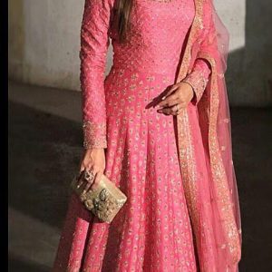 Desirable Pink Colour Silk Gown