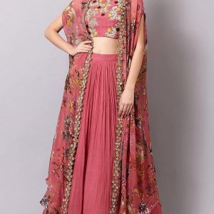 Classy Peach Colourmode Colour Jacket Lehenga Choli