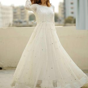 Gorgeous White Colour Georgette Festival Wear Long Gown