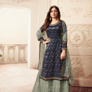 lavish Color Heavy Jacquard Plazo Suit