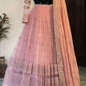 Opulent Peach Color Embroidery Work Lehenga Choli