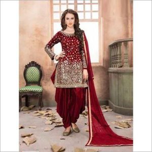 Mesmerising Color Heavy Mirror Work Punjabi Patiyala Salwar