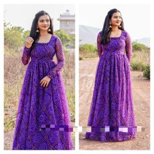 luxurious Bandhani Designer Printed Purple Color Gown