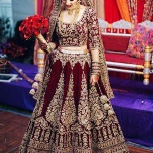 Stylee Lifestyle Charming Maroon Colour Makhmal Silk Bridal Lehenga Choli