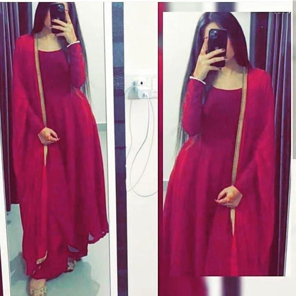 Adorable Dark Pink Color Anarkali With Dupatta