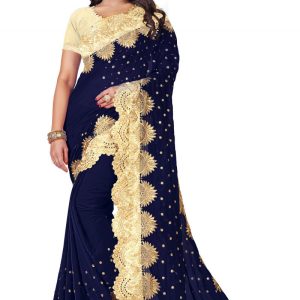 Admiring Blue Colour EmbroideRed Colour Silk Saree 2022