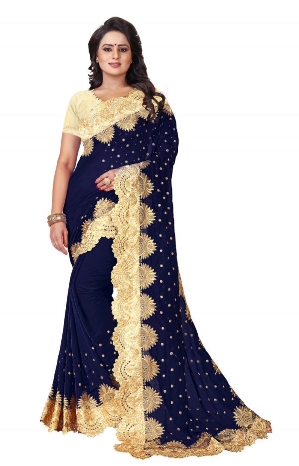 Admiring Blue Colour EmbroideRed Colour Silk Saree 2022