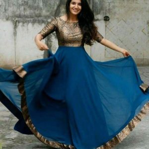 Flamboyant Casual Wear Rama Colour Long Gown