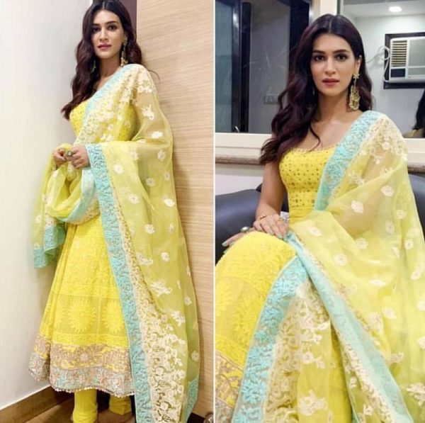 All functional Yellow Embroidery Anarkali Suit