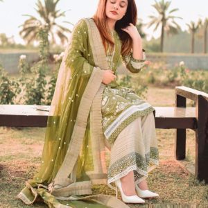 Mahendi Color Party Wear Plazo Suit