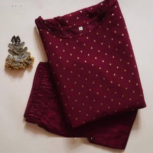Blissful embroidered Work Maroon Color Kurti With Palzzo