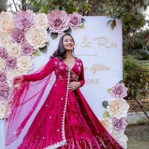Blissful Pink Anarkali Suit With Dupatta